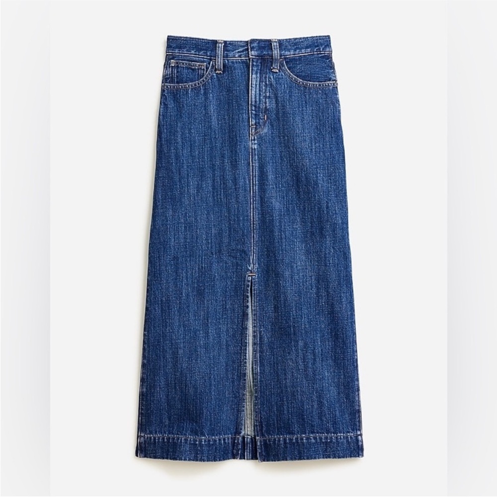 NWT J. Crew Denim Midi Skirt 100% Cotton in Rinse Wash Women’s Size 30 - Picture 3 of 13